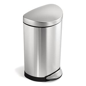 2.3 Gallon Semi-Round Step Trash Can Brushed Stainless Steel Ea
