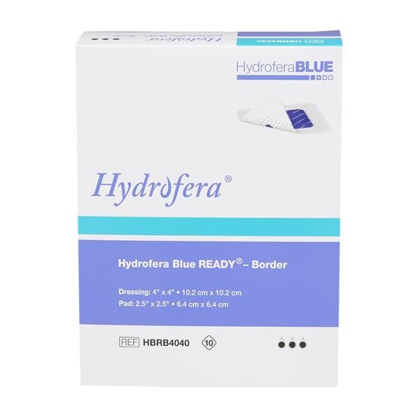 Hydrofera Blue Ready PU Fm/Slcn Brdr Antibacterial Dressing 4x4 Sqr Abs