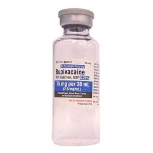 Bupivacaine HCl Injection 0.25% Preservative Free SDV 30mL 10/Bx