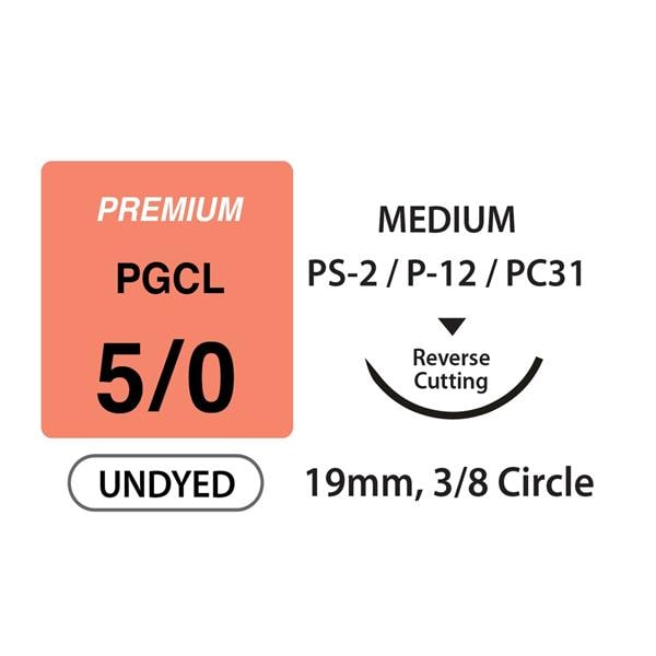 Unify Premium + Suture 5-0 18" PGCL Monofilament PS-2/P-12/PC31 Undyed 12/Bx