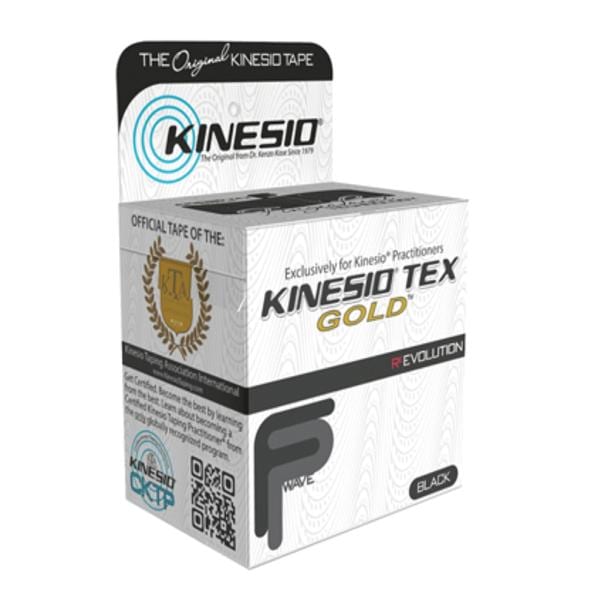 Kinesio Tex Gold FP Kinesiology Tape Cotton 2"x5.5yd Black Non-Sterile 6/Bx