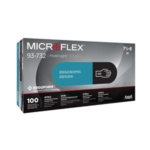 MICROFLEX MidKnight Touch Nitrile Exam Gloves Small Black Non-Sterile