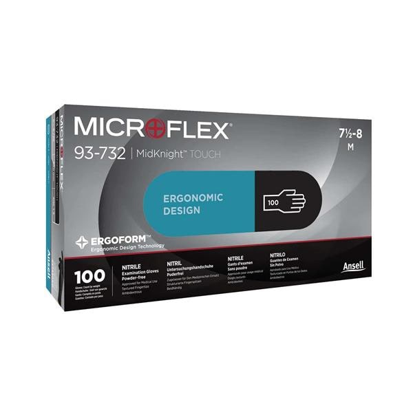 MICROFLEX MidKnight Touch Nitrile Exam Gloves Medium Black Non-Sterile, 10 BX/CA