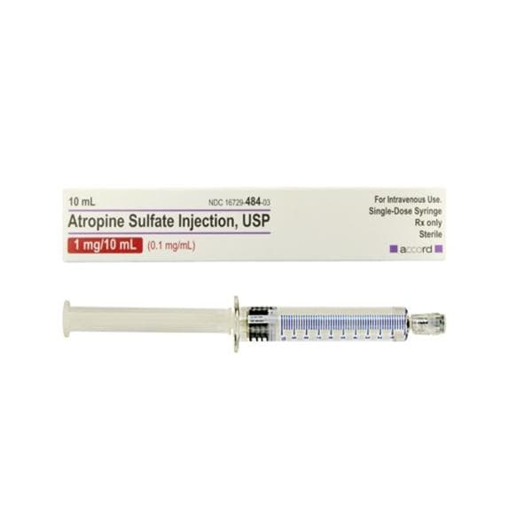 Atropine Sulfate Injection 0.1mg/mL Prefilled Syringe 10mL 10/Package