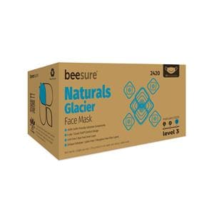 BeeSure Naturals Face Mask ASTM Level 3 White / Blue Adult 50/Bx, 8 BX/CA