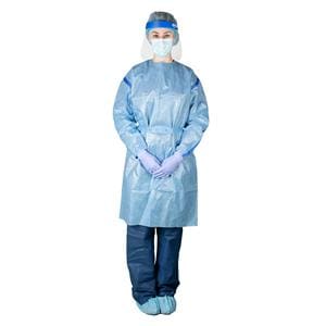 Dukal Chemotherapy / Isolation Gown Poly-Coated SMS Large Blue 30/Cs