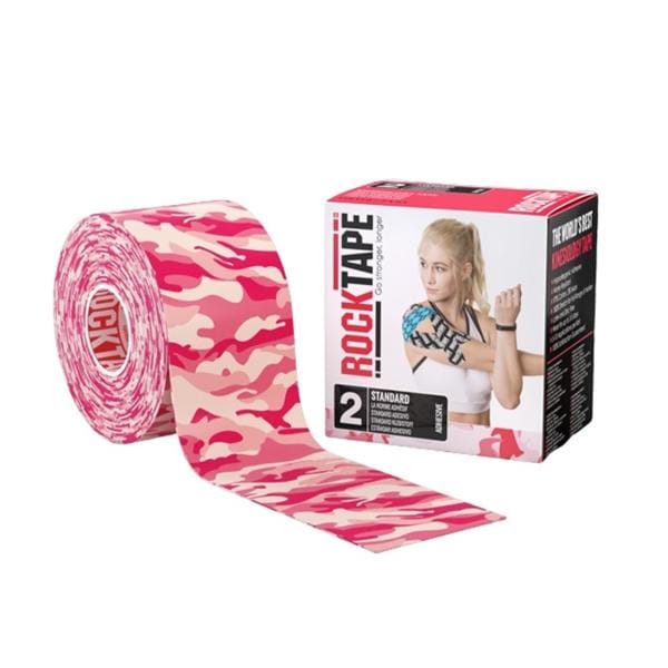 RockTape Kinesiology Tape 97% Cotton/3% Nylon 2"x16.4' Pink Camo Ea