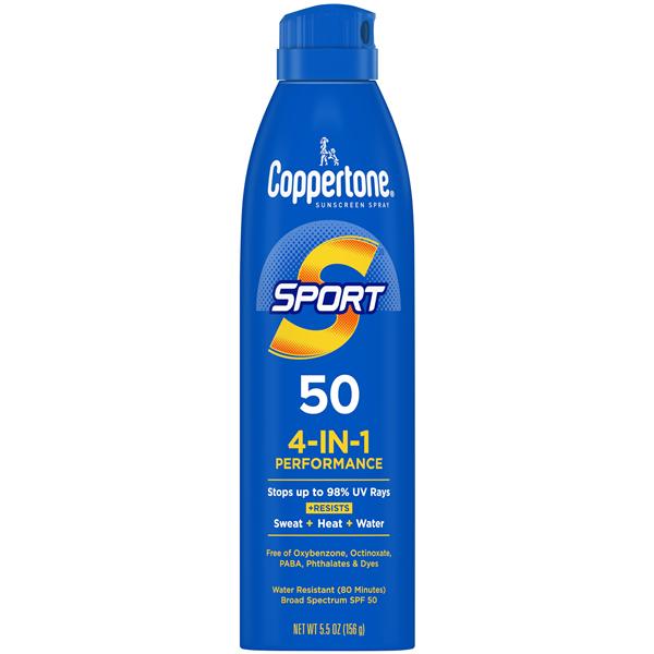 Coppertone Sport Sunscreen Spray Adult 5.5oz Water Resistant 50 SPF Ea, 12 EA/CA