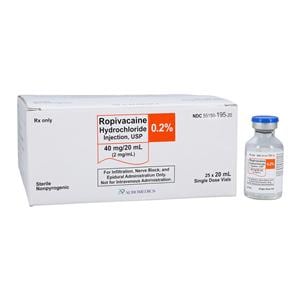 Ropivacaine HCl Injection 0.2% 2mg/mL Preservative Free SDV 20mL 25/Bx