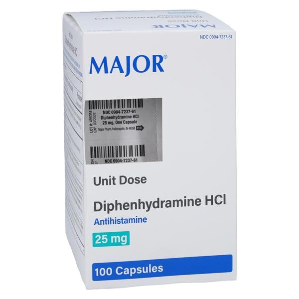 Diphenhydramine HCl Capsules 25mg Box 100/Bx