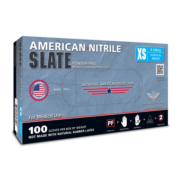 Slate Nitrile Exam Gloves Medium Standard Blue/Gray Non-Sterile