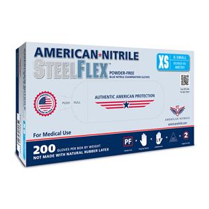 Steelflex Nitrile Exam Gloves X-Small Standard Steel Blue Non-Sterile