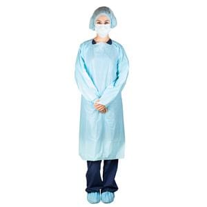 Dukal Isolation Gown AAMI Level 2 Chlrntd PE CPE X-Large Blue 75/Ca