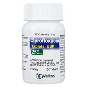 Ciprofloxacin HCl Tablets 250mg Bottle 100/Bt