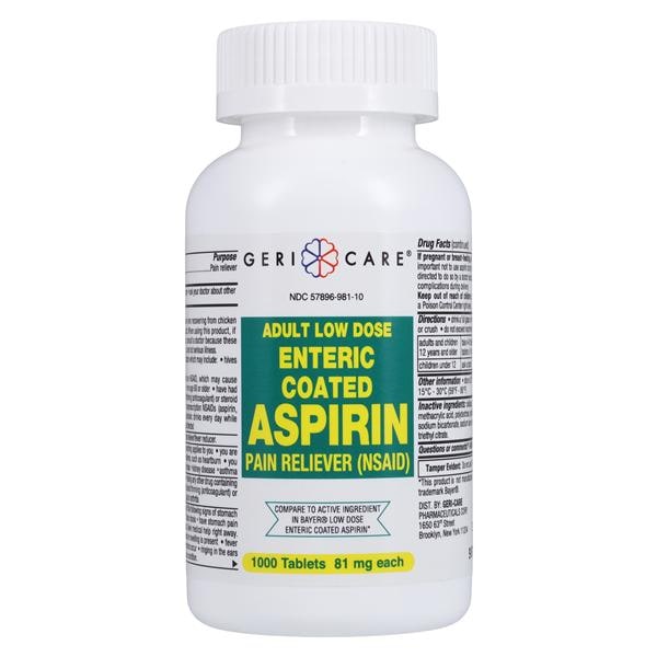 Aspirin EC Tablets 81mg Bottle 1000/Bt