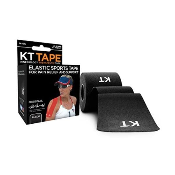 KP Tape Kinesiology Tape Cotton/Elastic 2x10" Black Ea
