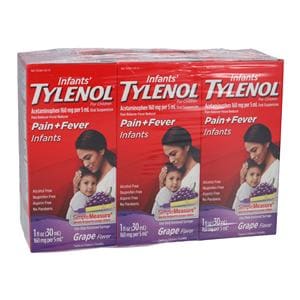 Tylenol Inf Lq 160/5mL Grp 6/Pk, 6Pk/Ca/Pn Rlvr/Fvr Rdcr 1oz Dropper Bottle 6/Pk, 6 IP/CA