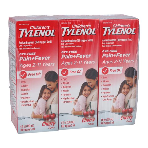 Tylenol Children 2-11yr Children's 160mg/5mL Cherry 120mL 3/Pk, 12 IP/CA