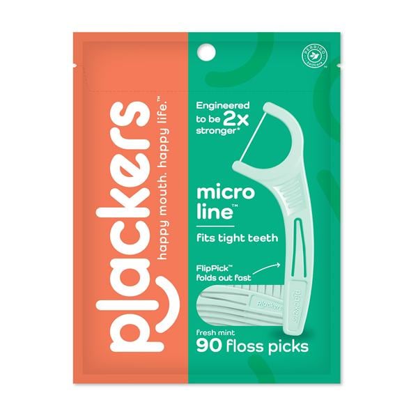 Plackers Dental Picks Mint 90/Bg Bags 6/Bx
