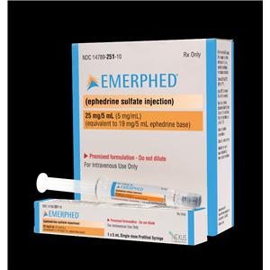 Ephedrine Sulfate Injection 5mg/mL Prefilled Syringe 5mL 10/Bx