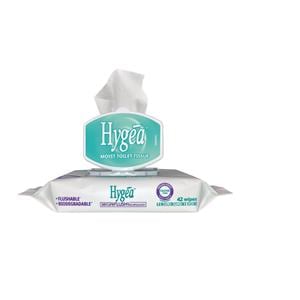 Hygea Toilet Tissue AlcFr/Alo/VitE LtFrsh Scnt Disp Moist Flshbl 5.3x6.8" 42/Pk, 12 PK/CA