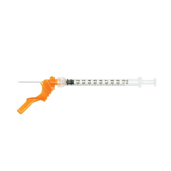 Hypodermic Syringe/Needle Combo 25gx5/8" 1cc Safety Device Low Dead Space 100/Bx