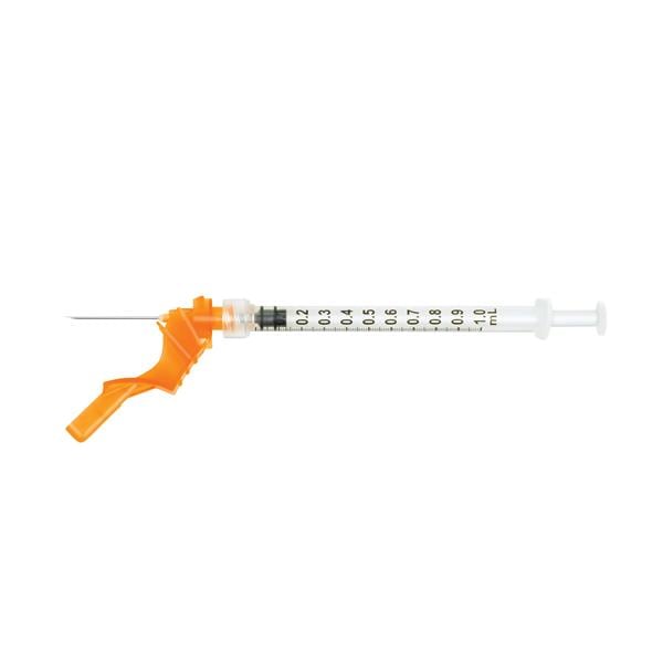 Hypodermic Syringe/Needle Combo 25gx1" 1cc Safety Device Low Dead Space 100/Bx