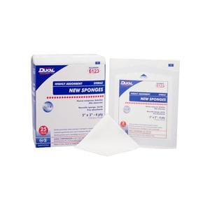 Rayon/Poly Blend New Sponge 3x3" 4 Ply Sterile Square LF, 48 BX/CA