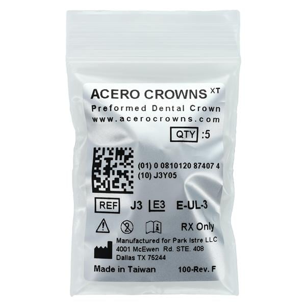 ACERO Stainless Steel Crowns 3 2nd Primary Upper Left Molar 5/Pk 5/Pk