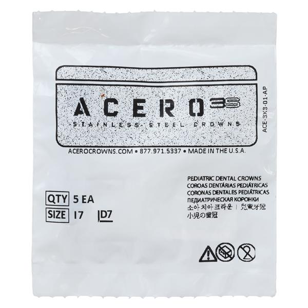 ACERO Stainless Steel Crowns 7 1st Primary Upper Left Molar 5/Pk 5/Pk