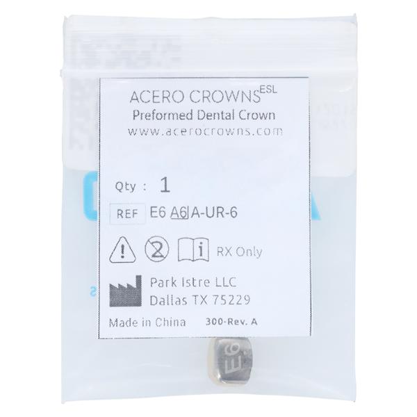 ACERO Stainless Steel Crowns Size 6 Primary Upper Right Central 1/Bag Ea