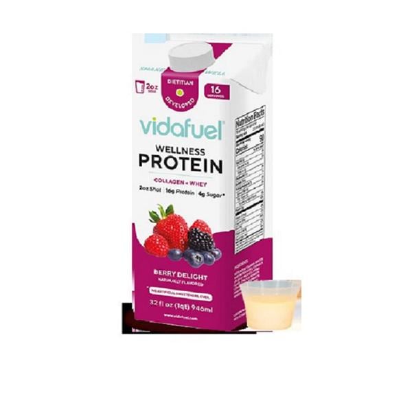 Vidafuel Wellness Protein Orl Splmnt Protein Drink Brry DLght 32oz Carton 6/Ca