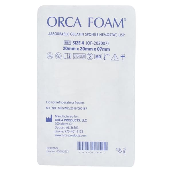 Orca Absorbable Gelatin Sponge Size 4, 12 BX/CA