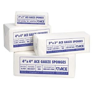 Ace 100% Cotton Gauze Sponge Gauze 8x4" 12 Ply Non-Sterile Rectangle Woven LF