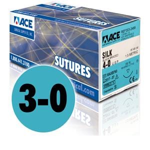 Suture 3-0 18" Silk Braided DS-18 Black 12/Bx