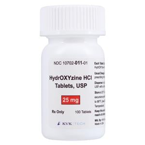 Hydroxyzine HCl Tablets 25mg Bottle 100/Bt