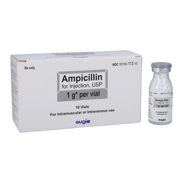 Ampicillin Sodium Injection 1gm/vl SDV 10mL 10/Pk