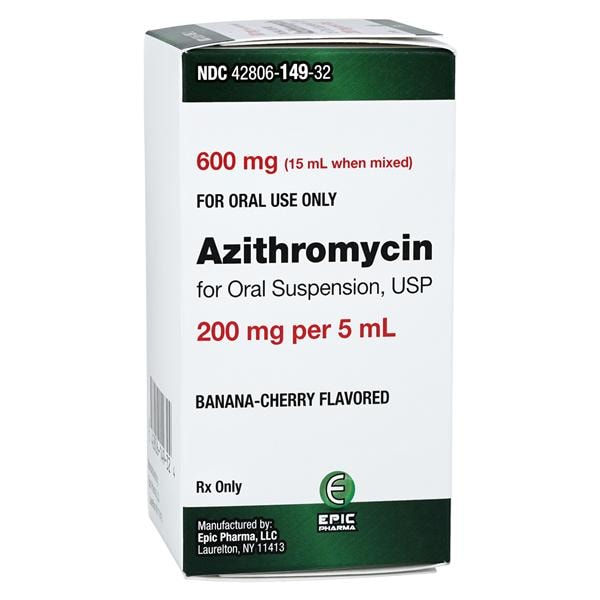 Azithromycin Oral Suspension 200mg/5mL Bottle 15mL 15mL/Bt