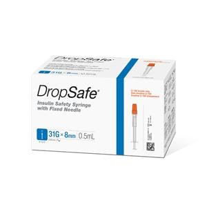 DropSafe Insulin Syringe 31gx5/16" 0.5mL Safety Low Dead Space 800/Ca