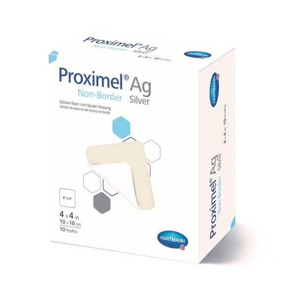 Proximel Ag Silicone Foam Non-Border Dressing 4x4" Sterile Square Adhs Wt/Tn