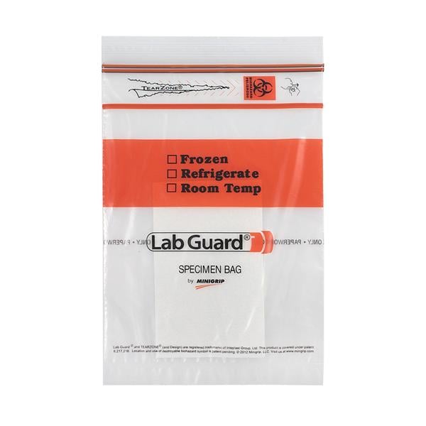 Lab Guard Specimen Bag Zip Closure With ABS Pad 1000/Ca