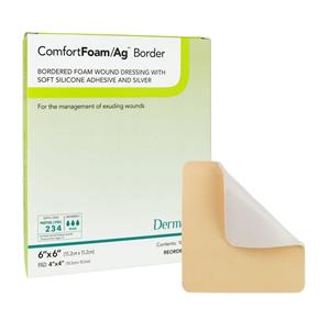 ComfortFoam/Ag Foam Border Dressing 6x6" Sterile Sqr Slcn Adh Slf Adh Wht/Tn LF