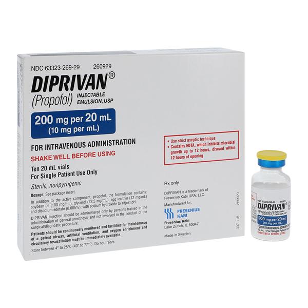 Diprivan Injection 10mg/mL SDV 20mL 10/Bx