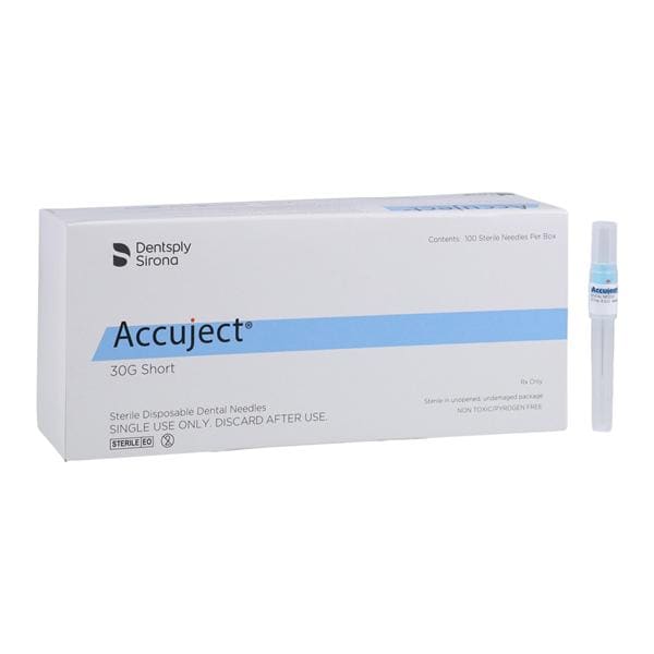 Accuject Needle Plastic Hub 30 Gauge Short Blue 100/Bx
