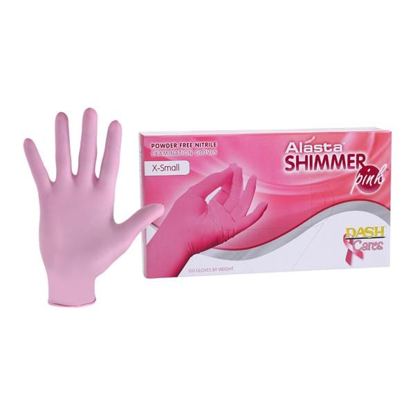 Alasta Shimmer Nitrile Exam Gloves X-Small Pink Non-Sterile