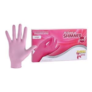 Alasta Shimmer Nitrile Exam Gloves Large Pink Non-Sterile
