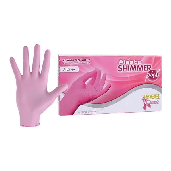 Alasta Shimmer Nitrile Exam Gloves X-Large Pink Non-Sterile