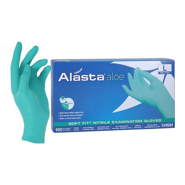 Alasta Aloe Nitrile Exam Gloves Large Green Non-Sterile