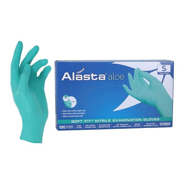 Alasta Aloe Nitrile Exam Gloves Small Green Non-Sterile