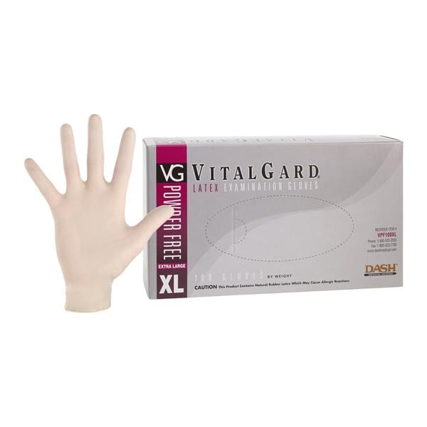 VitalGard Latex Exam Gloves X-Large Natural Non-Sterile